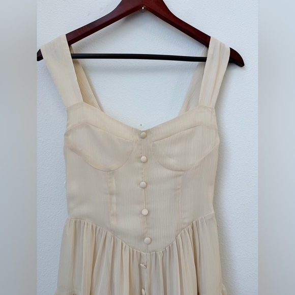 NWT Cider Ivory Cream Coquette Ruffle Corset Mini Dress XS - Picture 3 of 10